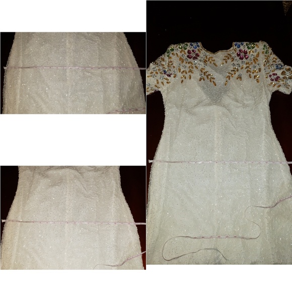 Vintage Eve's Allure Sequin Beaded Silk Dress Lrg - Picture 8 of 8